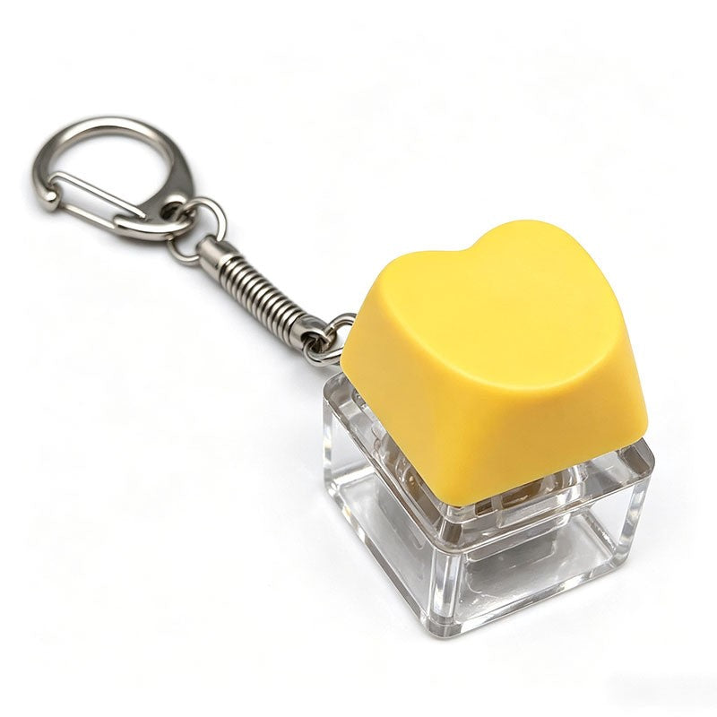 Heart keycap clicker keychain, 1-key yellow
