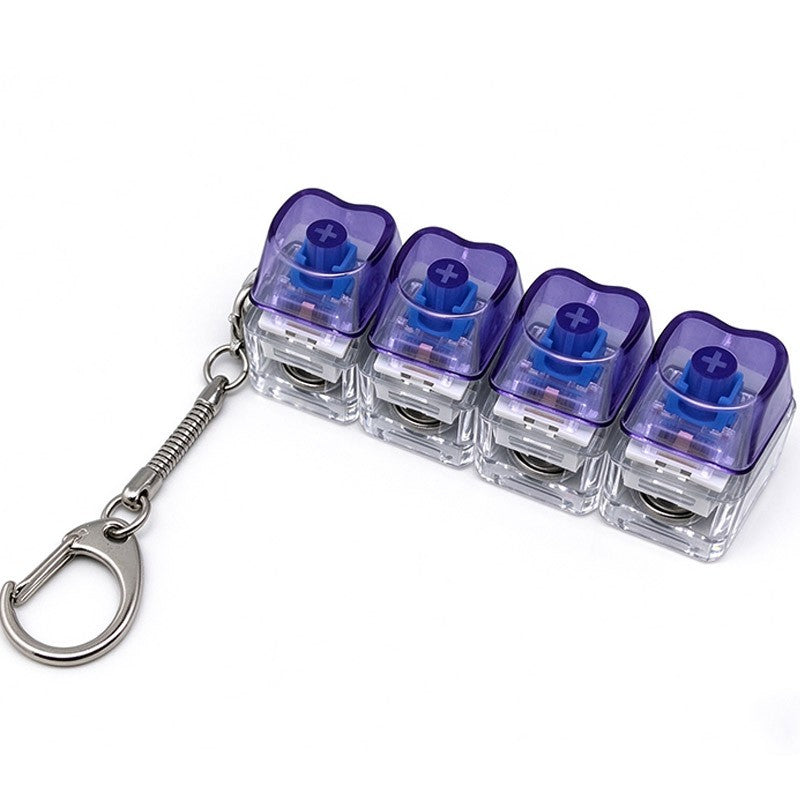 Heart keycap clicker keychain, 4-key translucent purple