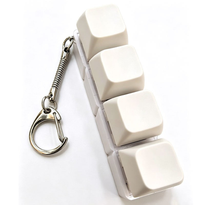 Macaron White-Base 4-Key keycap clicker keychain, Cream White