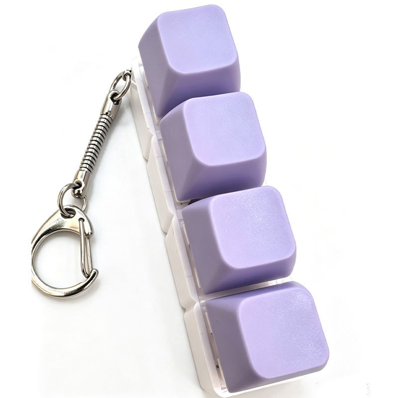 Macaron White-Base 4-Key keycap clicker keychain, Lilac