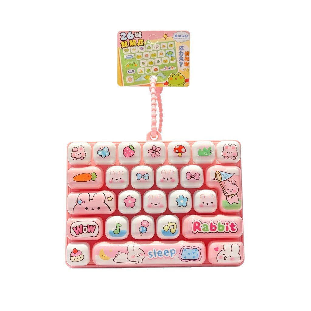 Ocean Animal 26-Key keycap clicker keychain, Pink Bunny