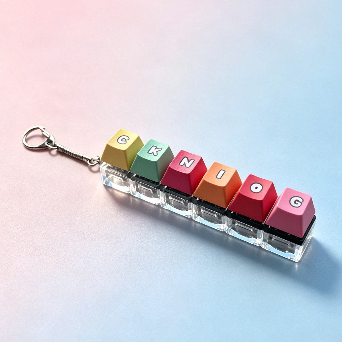 Pastel Letter & Emoji keycap clicker keychain, 6-Key