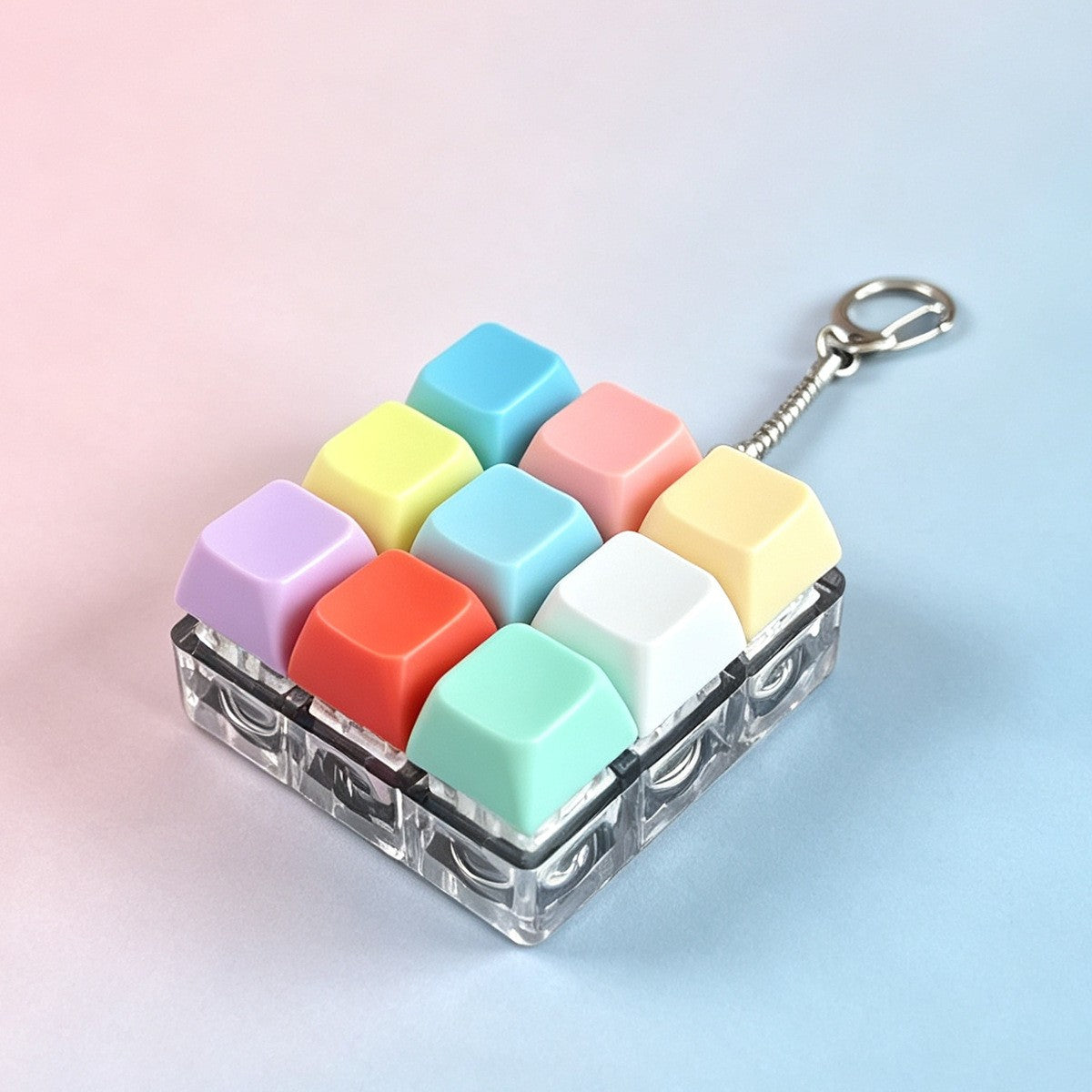 Pastel Letter & Emoji keycap clicker keychain, 9-Key