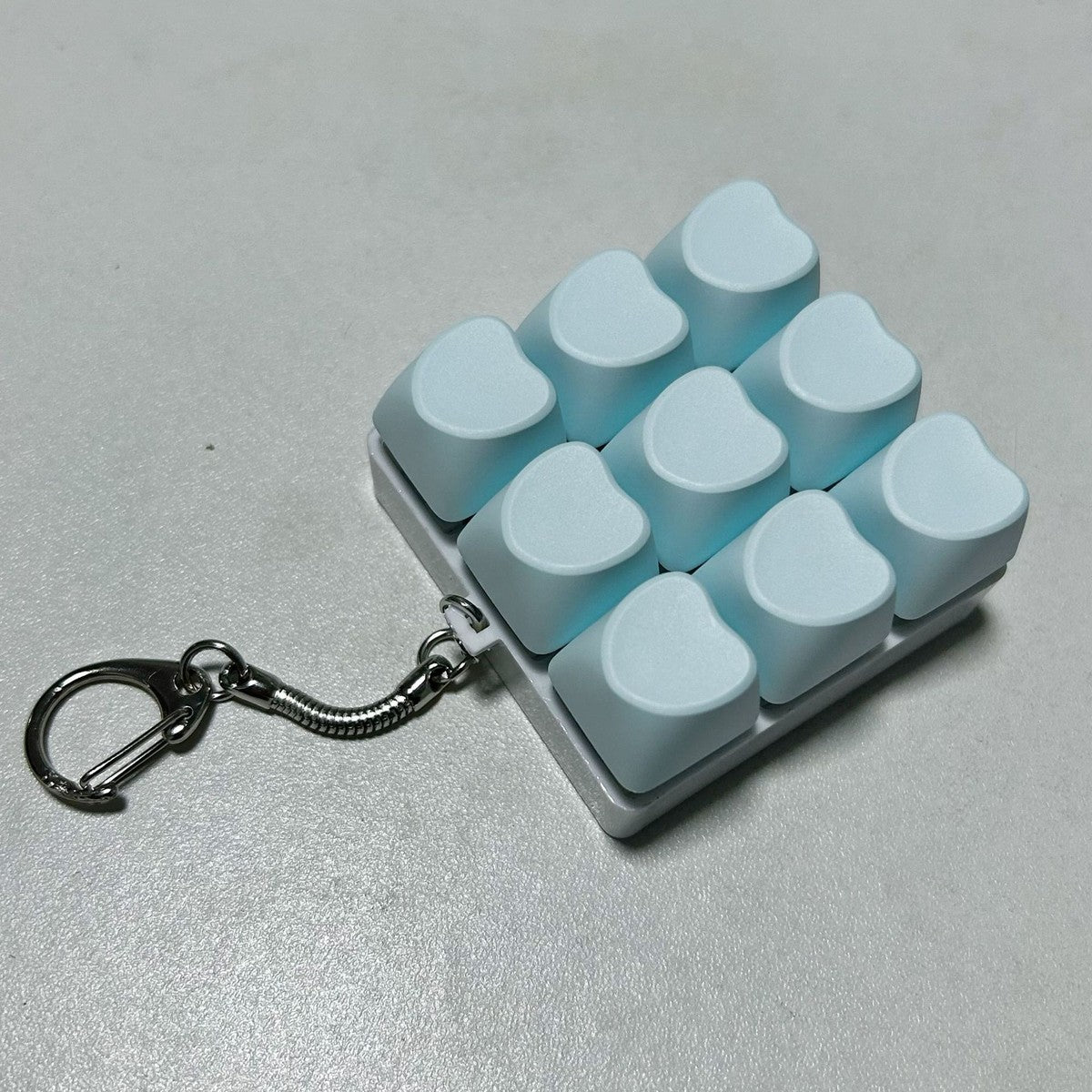 Pastel Heart 9-Key keycap clicker keychain, Light Blue
