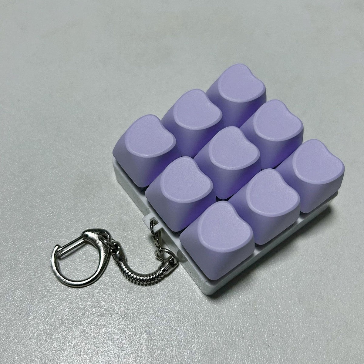 Pastel Heart 9-Key keycap clicker keychain, Purple