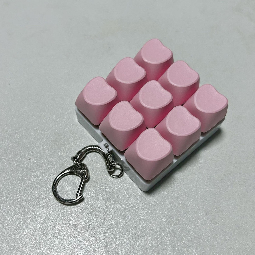 Pastel Heart 9-Key keycap clicker keychain, Pink