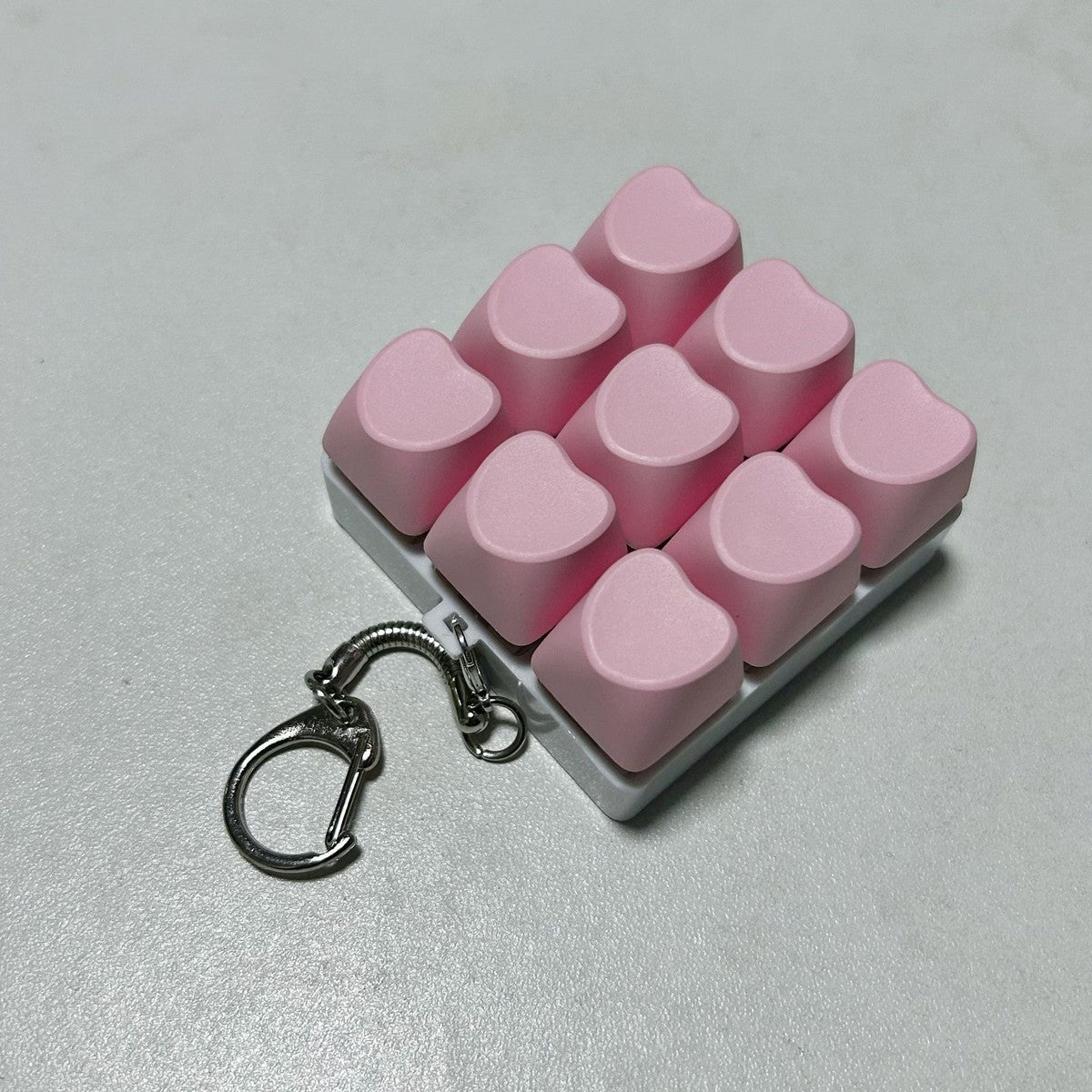 Pastel Heart 9-Key keycap clicker keychain, Pink
