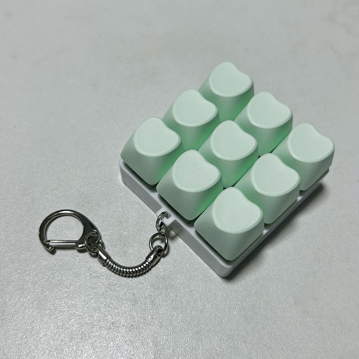 Pastel Heart 9-Key keycap clicker keychain, Mint