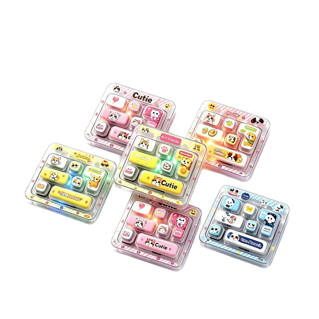 Pets 7-Key keycap clicker keychain, view 1