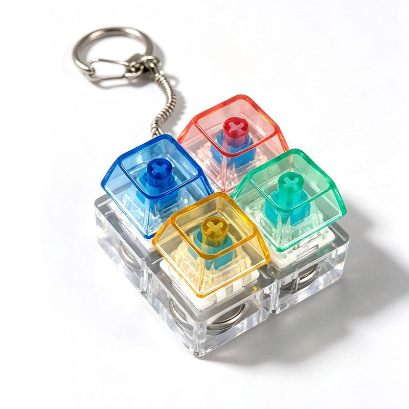Puzzle Block 4-Key keycap clicker keychain, Square Multicolour