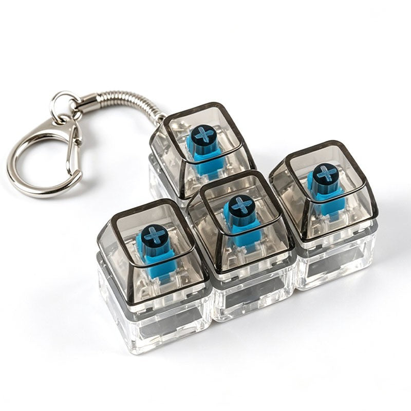 Puzzle Block 4-Key keycap clicker keychain, T-Shape Black