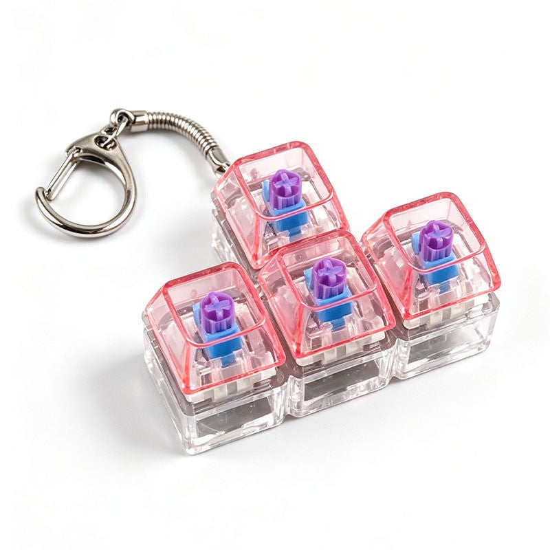 Puzzle Block 4-Key keycap clicker keychain, T-Shape Pink