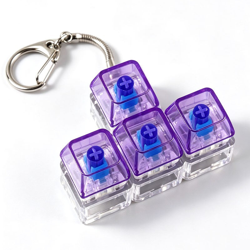 Puzzle Block 4-Key keycap clicker keychain, T-Shape Purple