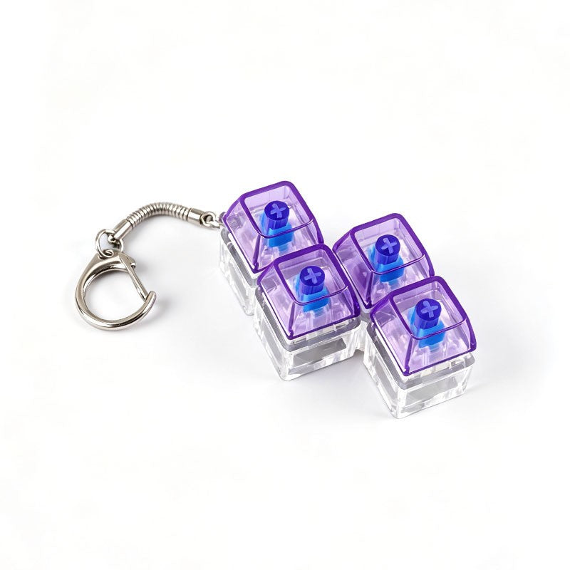 Puzzle Block 4-Key keycap clicker keychain, Z-Shape Purple