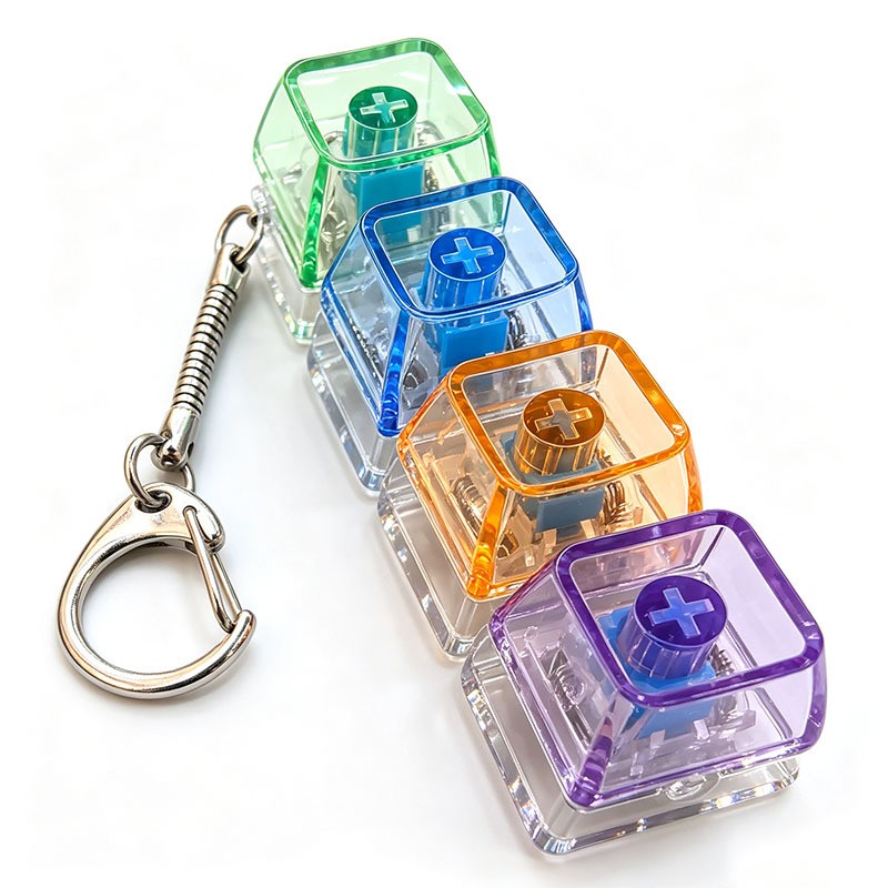Puzzle Block 4-Key keycap clicker keychain, Long-Strip Multicolour
