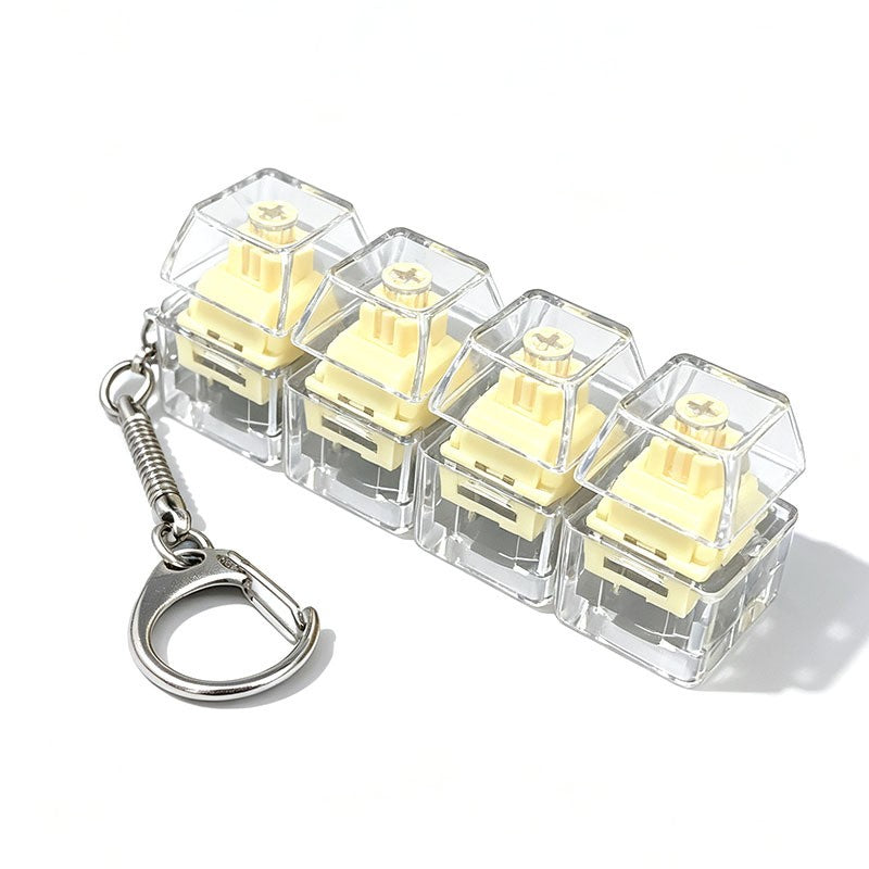 Quiet Switch keycap clicker keychain, 4-Key Yellow