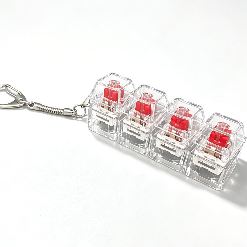 Quiet Switch keycap clicker keychain, 4-Key Red