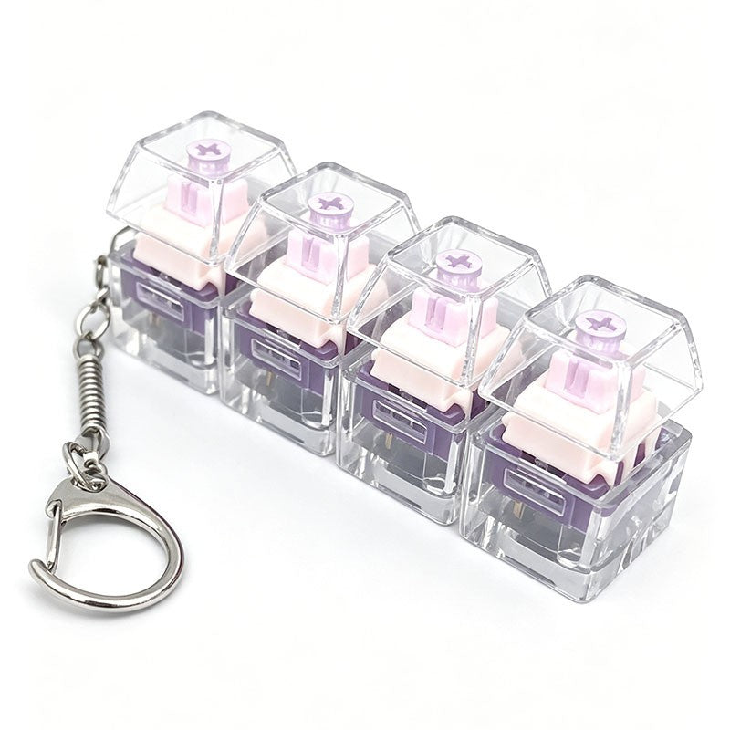 Quiet Switch keycap clicker keychain, 4-Key Lilac