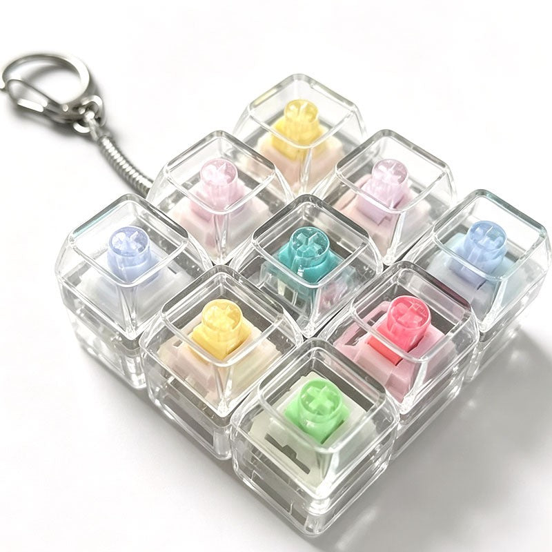 Quiet Switch keycap clicker keychain, 9-Key Multicolour