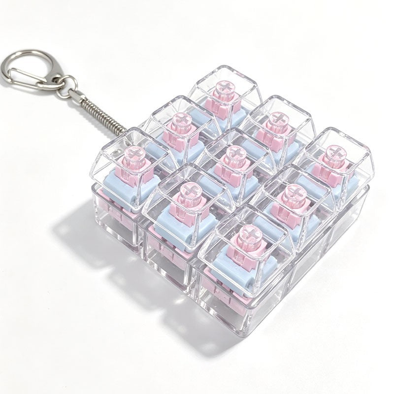 Quiet Switch keycap clicker keychain, 9-Key Blue