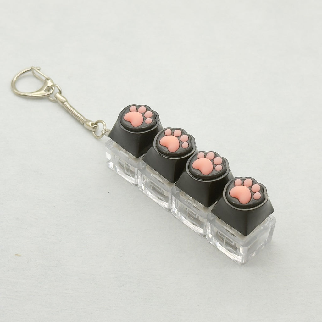 Silicone Cat Paw 4-Key keycap clicker keychain, Black