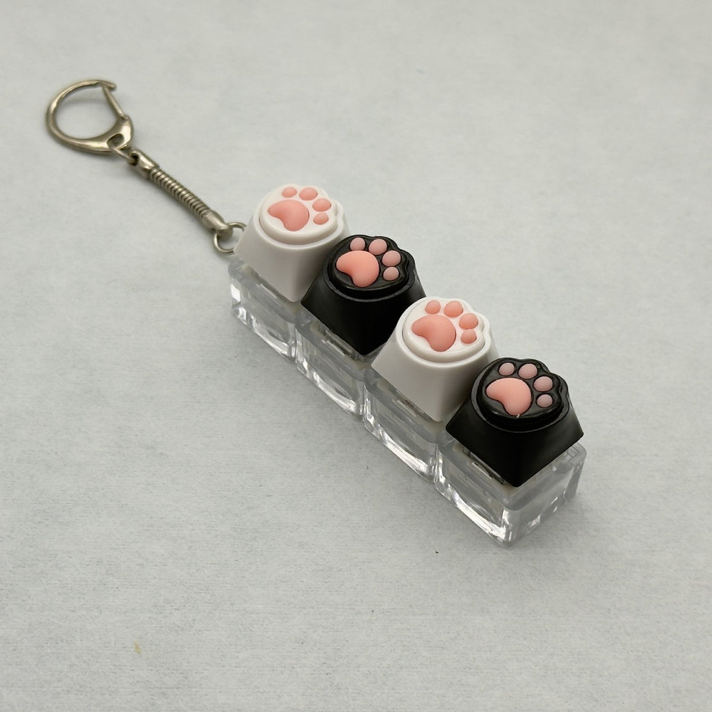 Silicone Cat Paw 4-Key keycap clicker keychain, Mixed Assortment