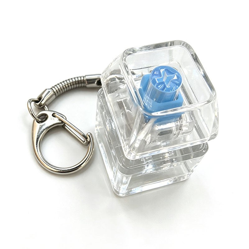 Single-Key D-Ring keycap clicker keychain, Clear