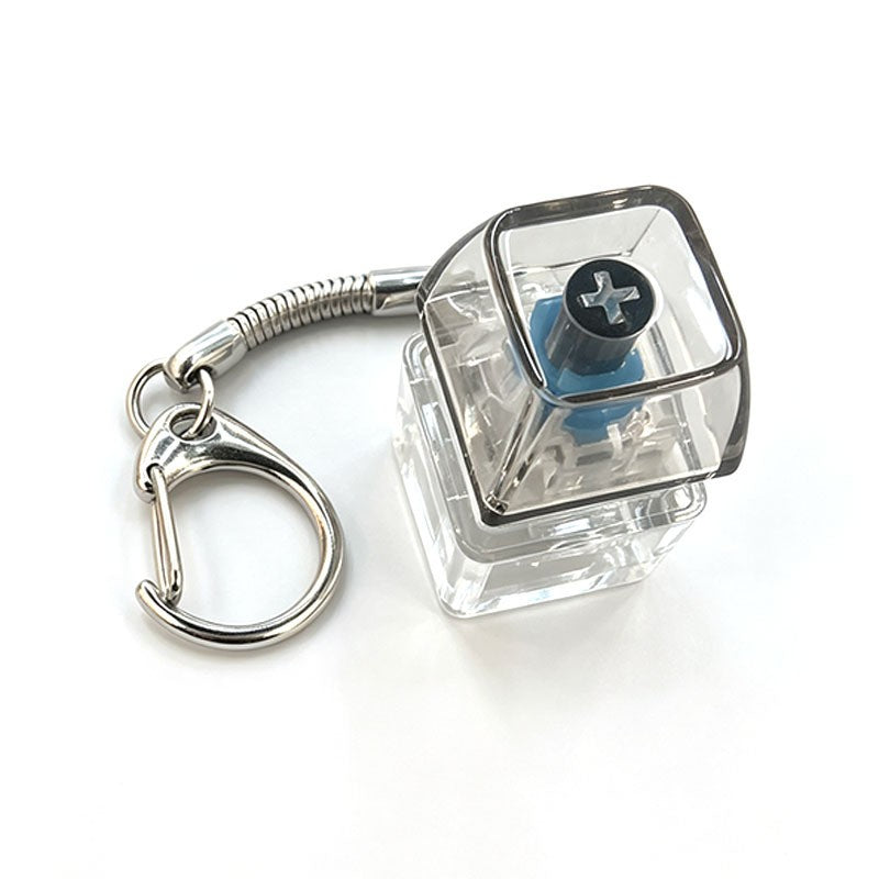 Single-Key D-Ring keycap clicker keychain, Black Translucent