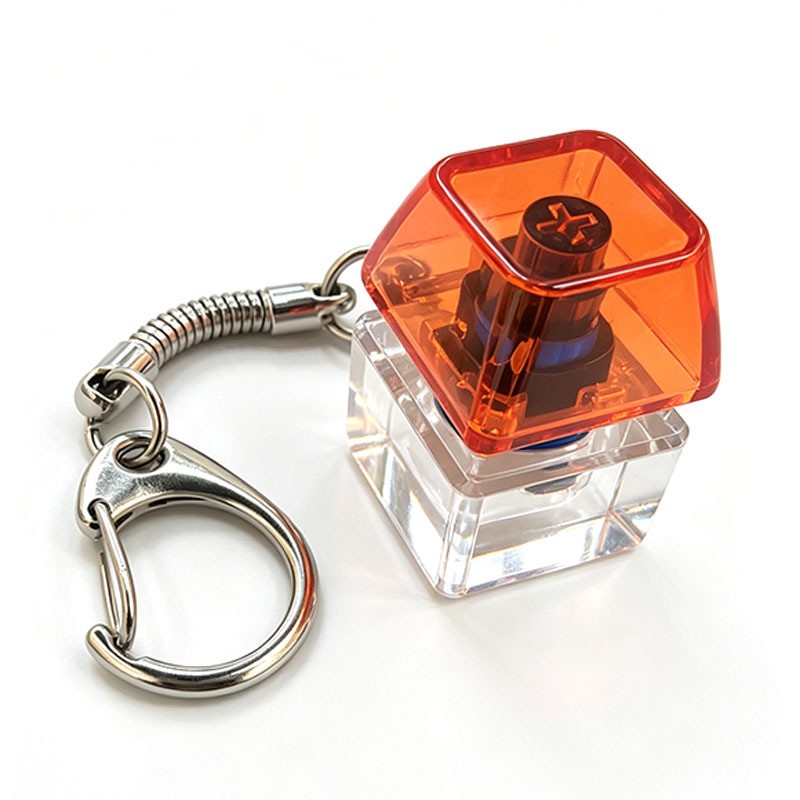 Single-Key D-Ring keycap clicker keychain, Orange Translucent
