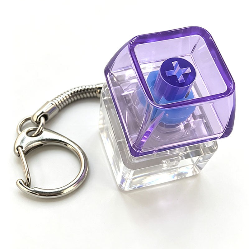 Single-Key D-Ring keycap clicker keychain, Purple Translucent