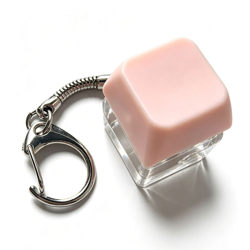 Single-Key D-Ring keycap clicker keychain, Pastel Pink