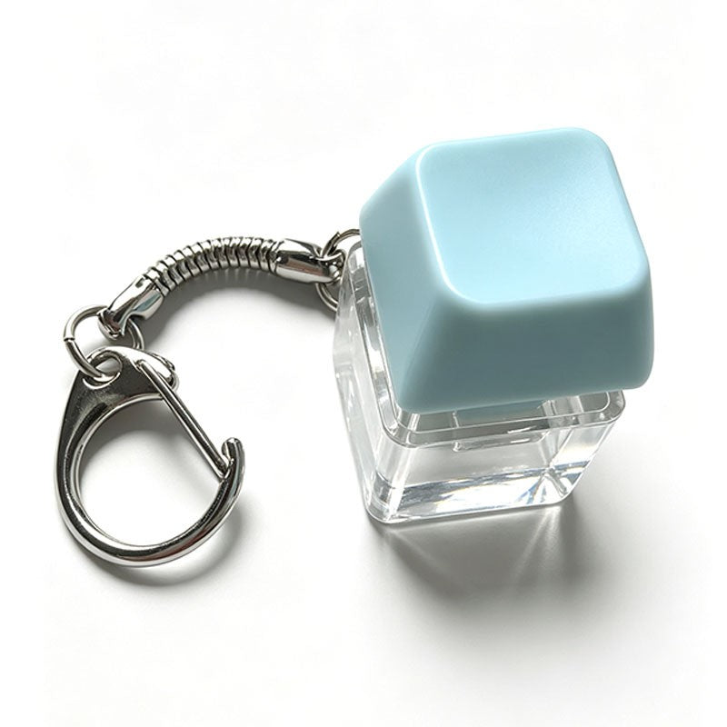 Single-Key D-Ring keycap clicker keychain, Light Blue