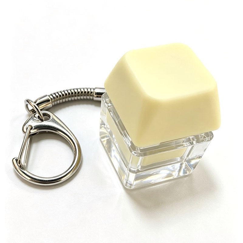 Single-Key D-Ring keycap clicker keychain, Cream