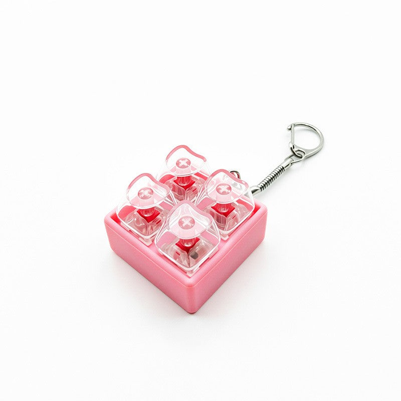 Switch Block 2x2 4-Key keycap clicker keychain, Pink Silicone