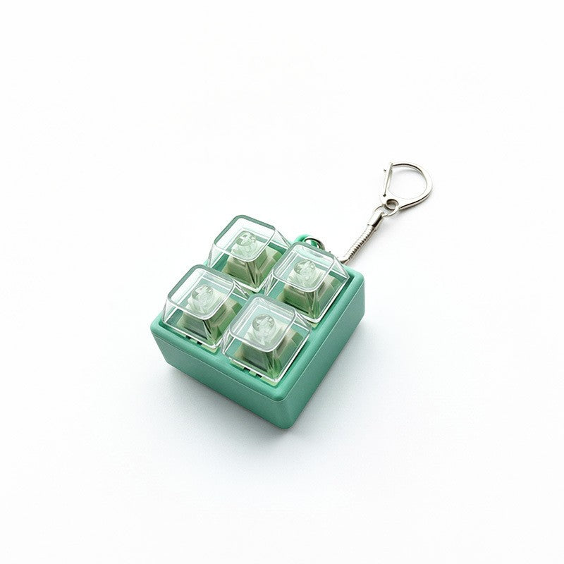 Switch Block 2x2 4-Key keycap clicker keychain, Green Silicone