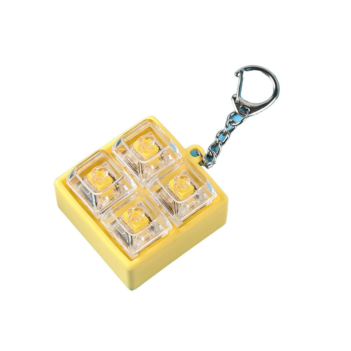 Switch Block 2x2 4-Key keycap clicker keychain, Yellow Silicone