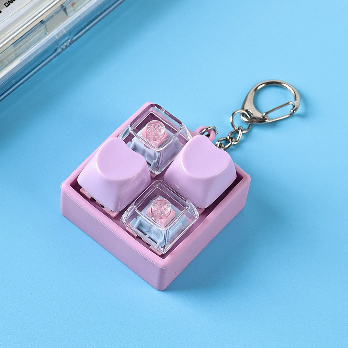 Switch Block 2x2 4-Key keycap clicker keychain, Purple Silicone