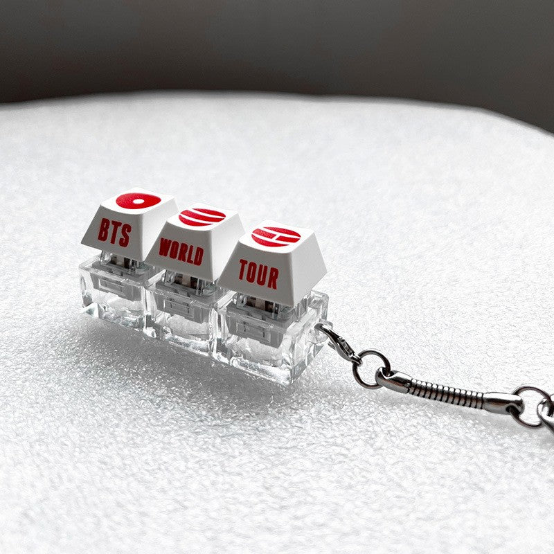 World Tour Fan keycap clicker keychain, White Side-Engraved A