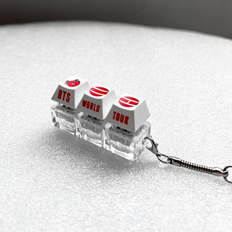 World Tour Fan keycap clicker keychain, White Side-Engraved B