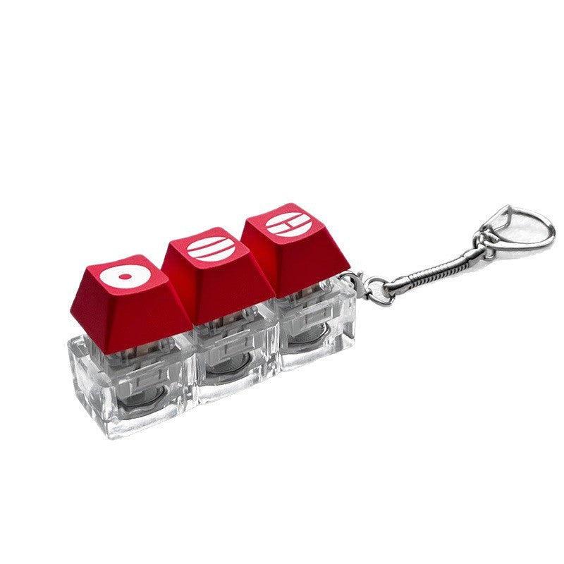 Red world tour fan 3-key keycap clicker keychain on a white background